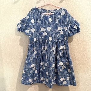 Girls puff sleeve blue dress